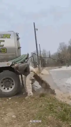 man gets hit by sewage hose