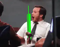 Chris Pratt excited green bar chart