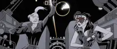 Harley Quinn and Bane celebrate in space
