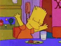 Bart Simpson eating dinner
