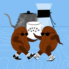cool coffee beans dancing