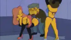 Homer dancing with two women
