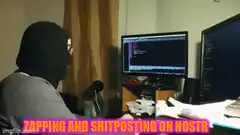 hacker tapping and shitposting on host