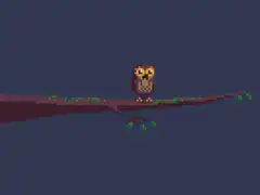 pixel art owl on branch