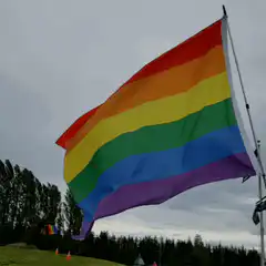Rainbow pride flag waving in the wind