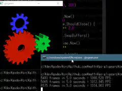 glxgears rotating gears with FPS counter