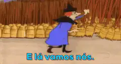 Witch grabs broom and rides it