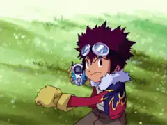 Digimon Tamers characters holding digivices