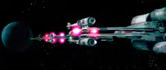 X-Wing fighters firing at Death Star