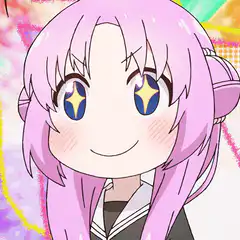 Pink hair anime girl with star eyes