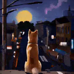 Shiba Inu watching the moon