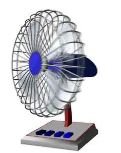 3D animated desk fan spinning