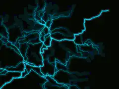 Blue lightning bolts on black background