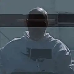Man with laser eyes
