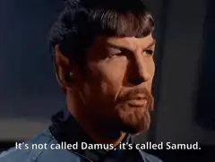 Spock correcting Damus to Samud