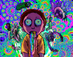 Rick and Morty characters tripping out