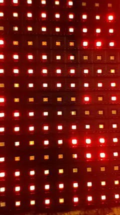 Red LED light panel turning on