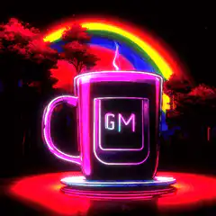 Neon GM Coffee Mug with Rainbow