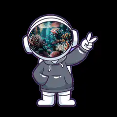 Astronaut with coral reef helmet