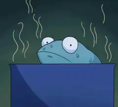 sweating frog in a pot