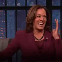 Kamala Harris laughing on talk show