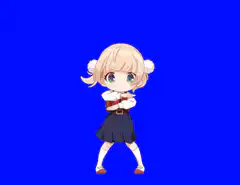 Chibi anime girl dancing on blue screen