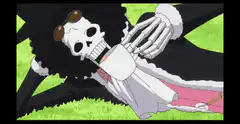 Brook holding Nami's chest
