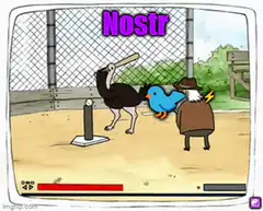 Ostrich hits man with baseball bat