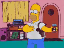 Homer Simpson drinks beer and shoots gun