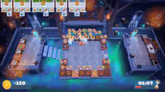Two chefs cooking in a night market game