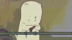 white cat turns pipes on and off