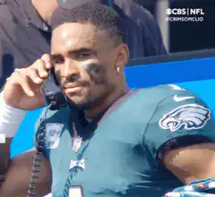 Philadelphia Eagles player on headset