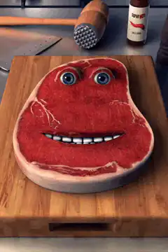 Talking steak on cutting board