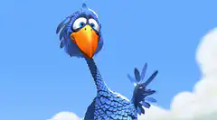 Blue bird waving hello