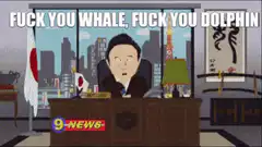 Japanese news anchor yelling fuck you whale