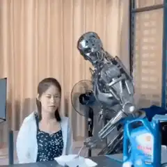 Robot slaps woman