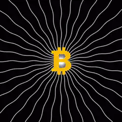 Bitcoin symbol with radiating lines