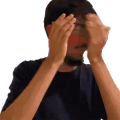 Man rubbing eyes in frustration