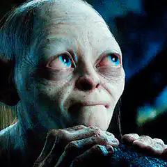 Gollum's eyes widen in shock