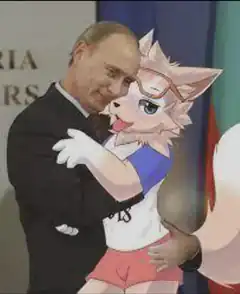 Vladimir Putin hugging anime fox girl