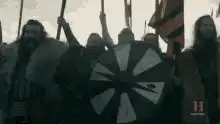 Viking army charging into battle