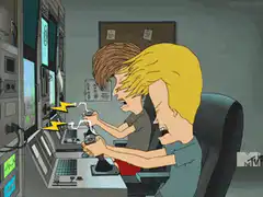 Beavis and Butt-Head playing arcade game