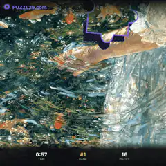 Puzzle piece fitting into water painting