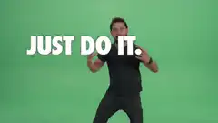 Man dancing with Just Do It text