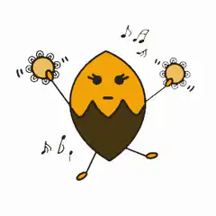 angry egg character dancing with maracas