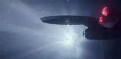 USS Enterprise flying through space
