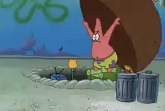Patrick Star gets crushed by a rock