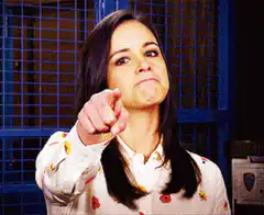 Patti Harrison pointing finger