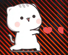 cute white cat dancing with hearts