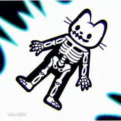 Skeleton cat falling